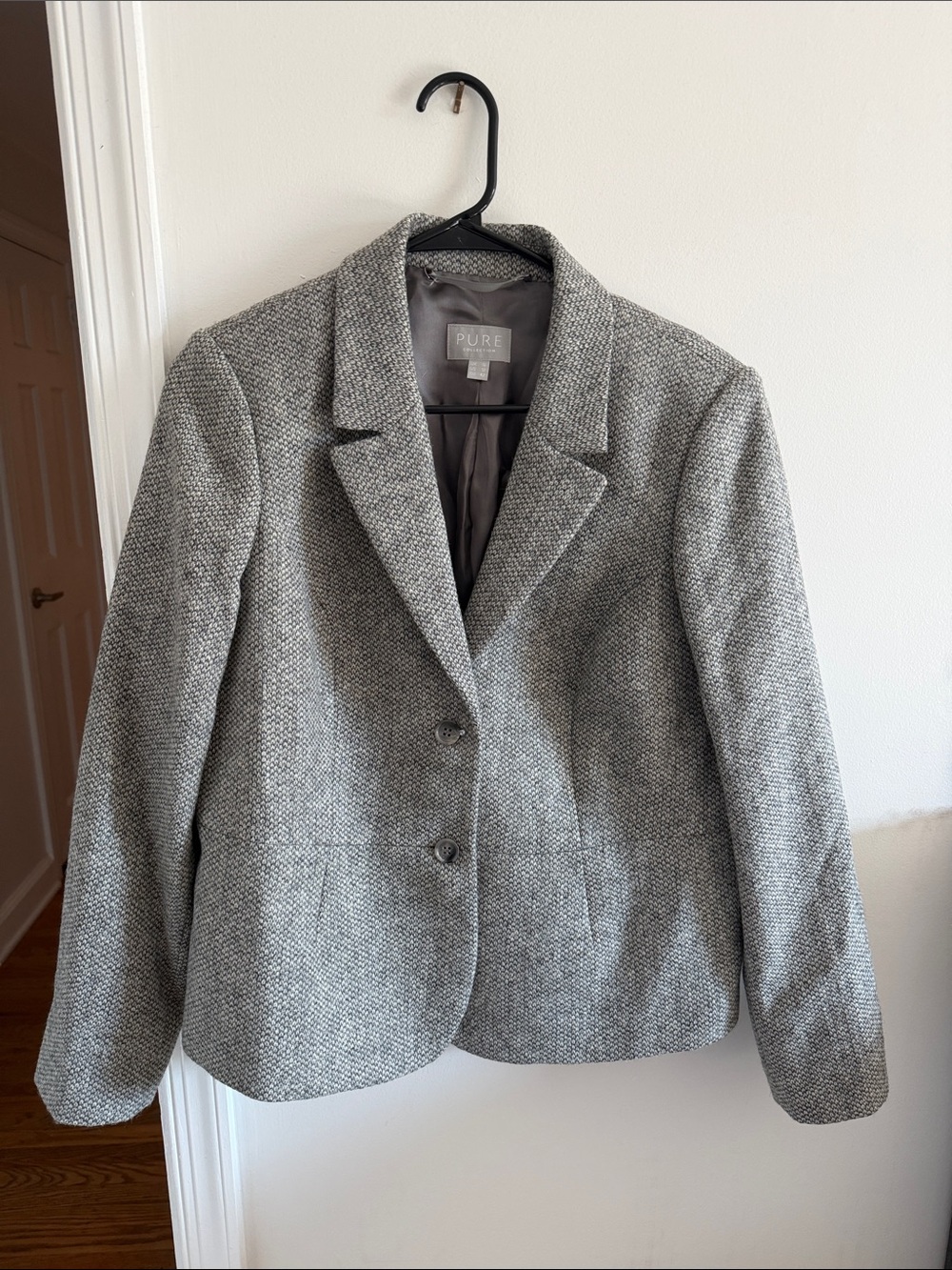 Pure Collection Gray Tweed Tailored Blazer